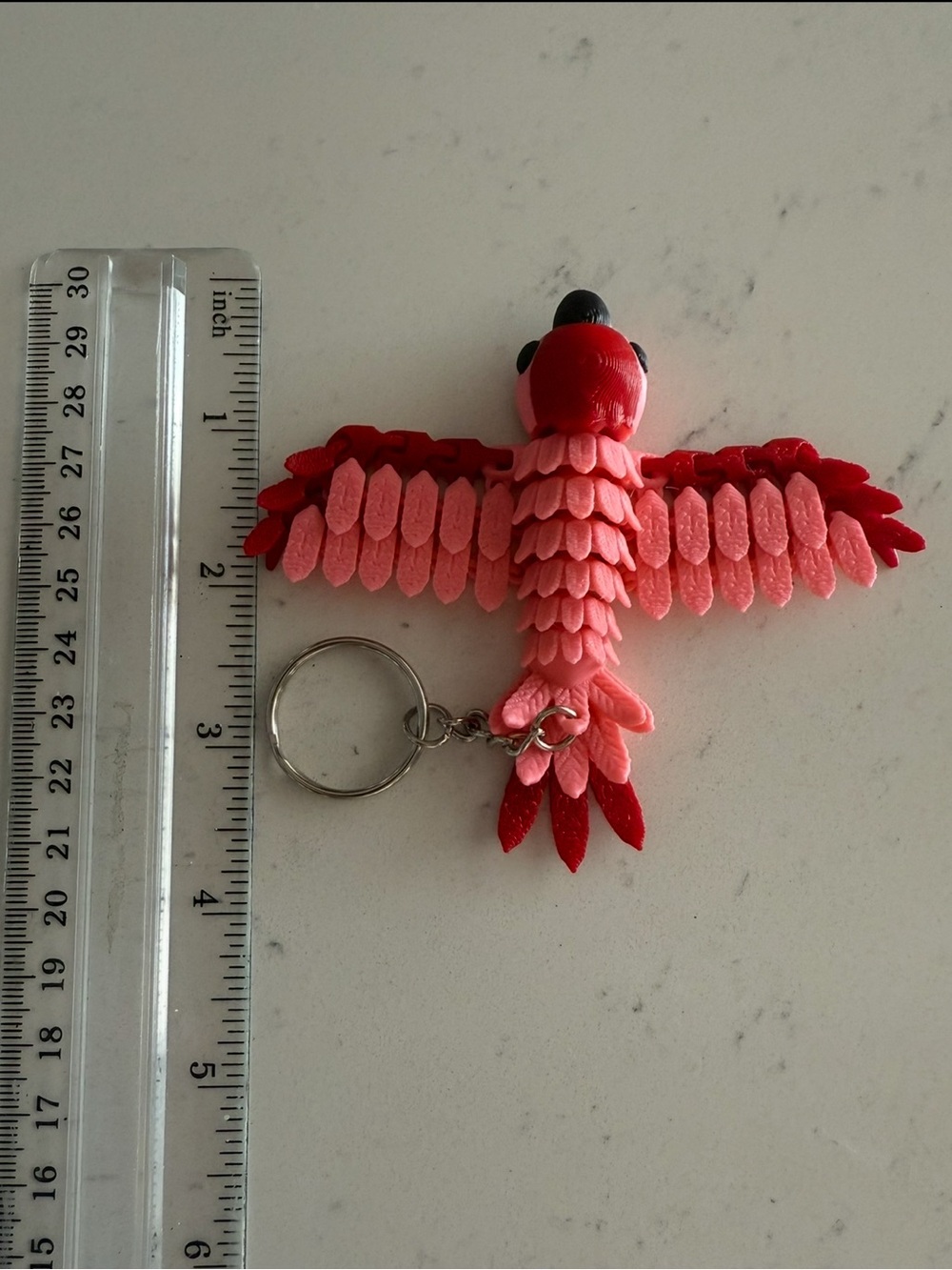 Pink & Red Parrot Keychain - Cute Bird Accessory - Picture 4 of 4